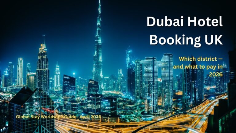 Dubai hotel booking UK guide 2026 best areas Marina Palm Downtown prices