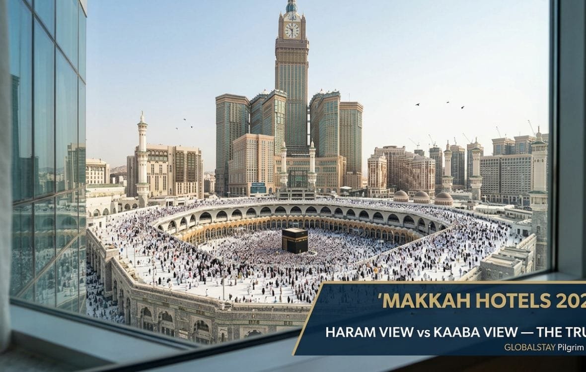 Hotels with Kaaba view and Haram view in Makkah 2026 — Clock Tower complex overlooking Masjid Al-Haram