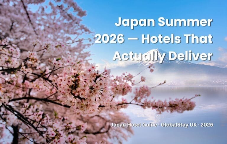 Best hotels for Japan summer holidays from UK 2026 — Tokyo skyline with traditional temple in foreground