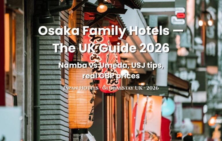 Best Osaka hotels for UK families 2026 — Dotonbori neon lights Namba district Japan