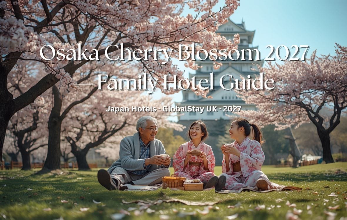 Osaka hotels cherry blossom March 2027 — Osaka Castle Park sakura family UK travellers spring Japan